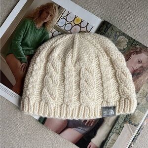 The North Face Wool Blend Knit Hat In Cream/Ivory OS